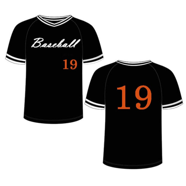 2020 Male Baseball Jersey Tee Shirts V-Neck Team DIY Name Numbers Print Logo Pullover Hip Hop Loose T-shirt