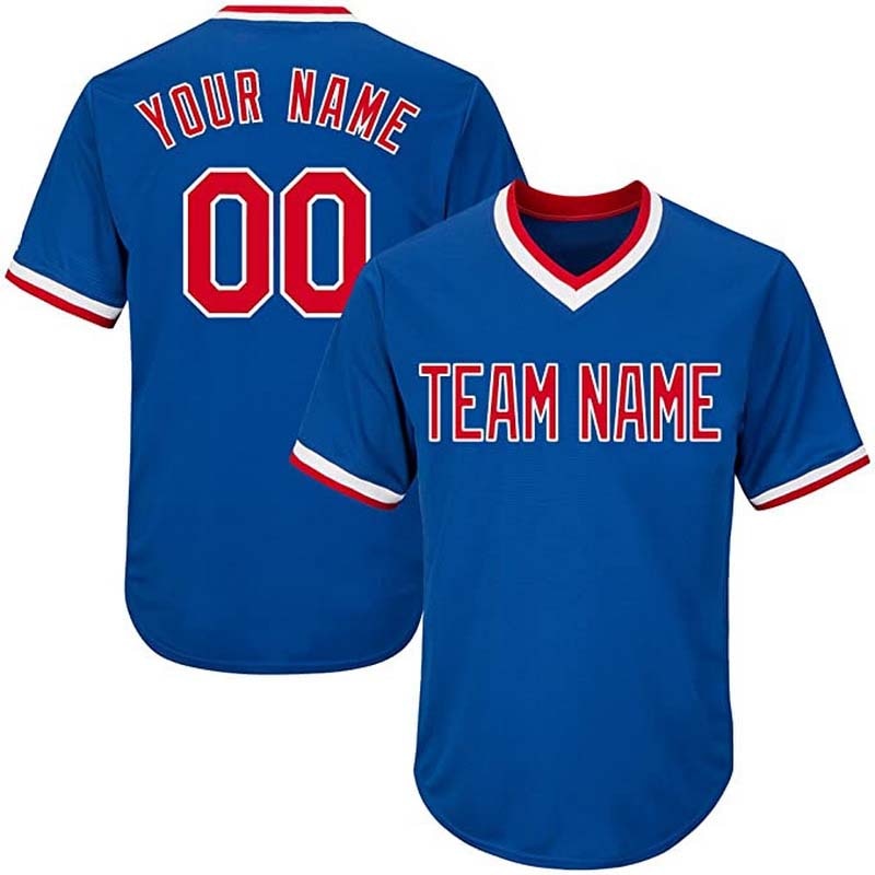 Wholesale Low Price Men Pullover Baseball Jersey Shirt V-Neck Replica Stripe Baseball Uniform with Printed Team Name and Numbers