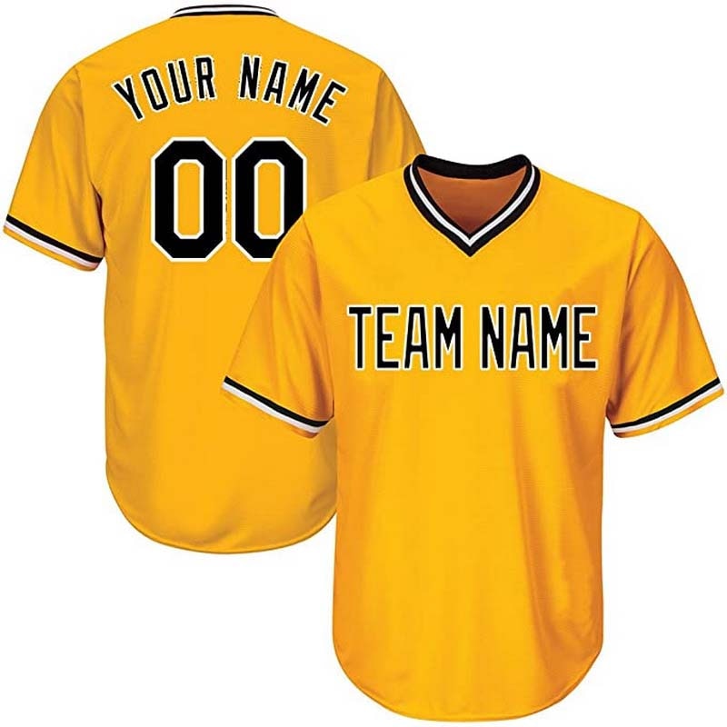 Wholesale Low Price Men Pullover Baseball Jersey Shirt V-Neck Replica Stripe Baseball Uniform with Printed Team Name and Numbers