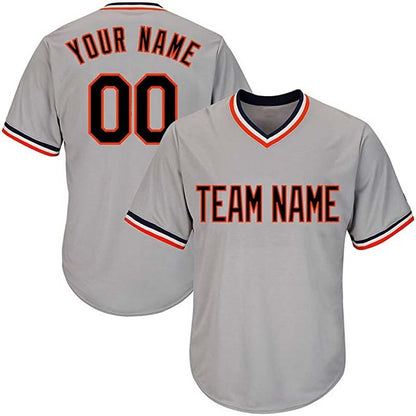 Wholesale Low Price Men Pullover Baseball Jersey Shirt V-Neck Replica Stripe Baseball Uniform with Printed Team Name and Numbers