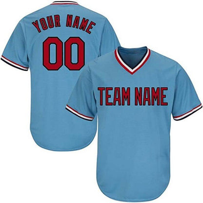 Wholesale Low Price Men Pullover Baseball Jersey Shirt V-Neck Replica Stripe Baseball Uniform with Printed Team Name and Numbers