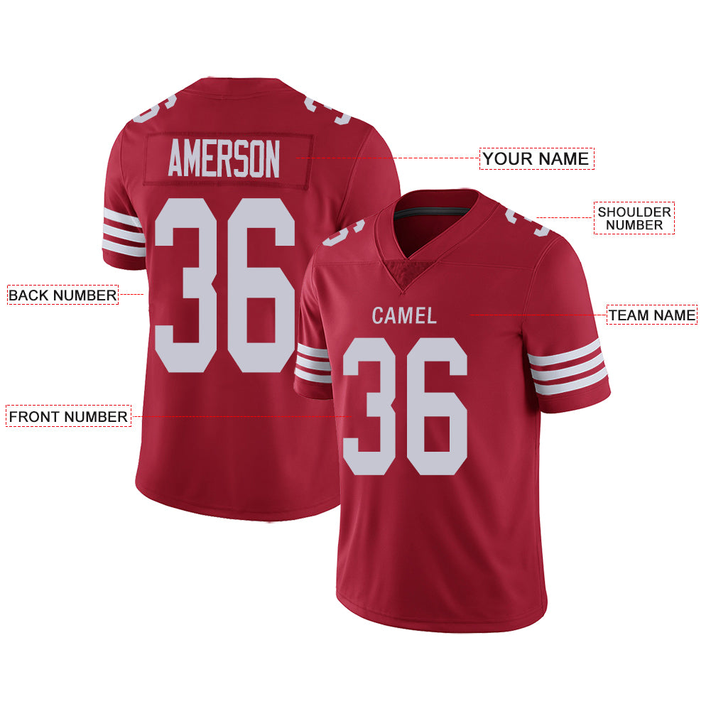 Custom San Francisco 49ers Stitched American Football Jerseys Personalize Birthday Gifts Red Jersey