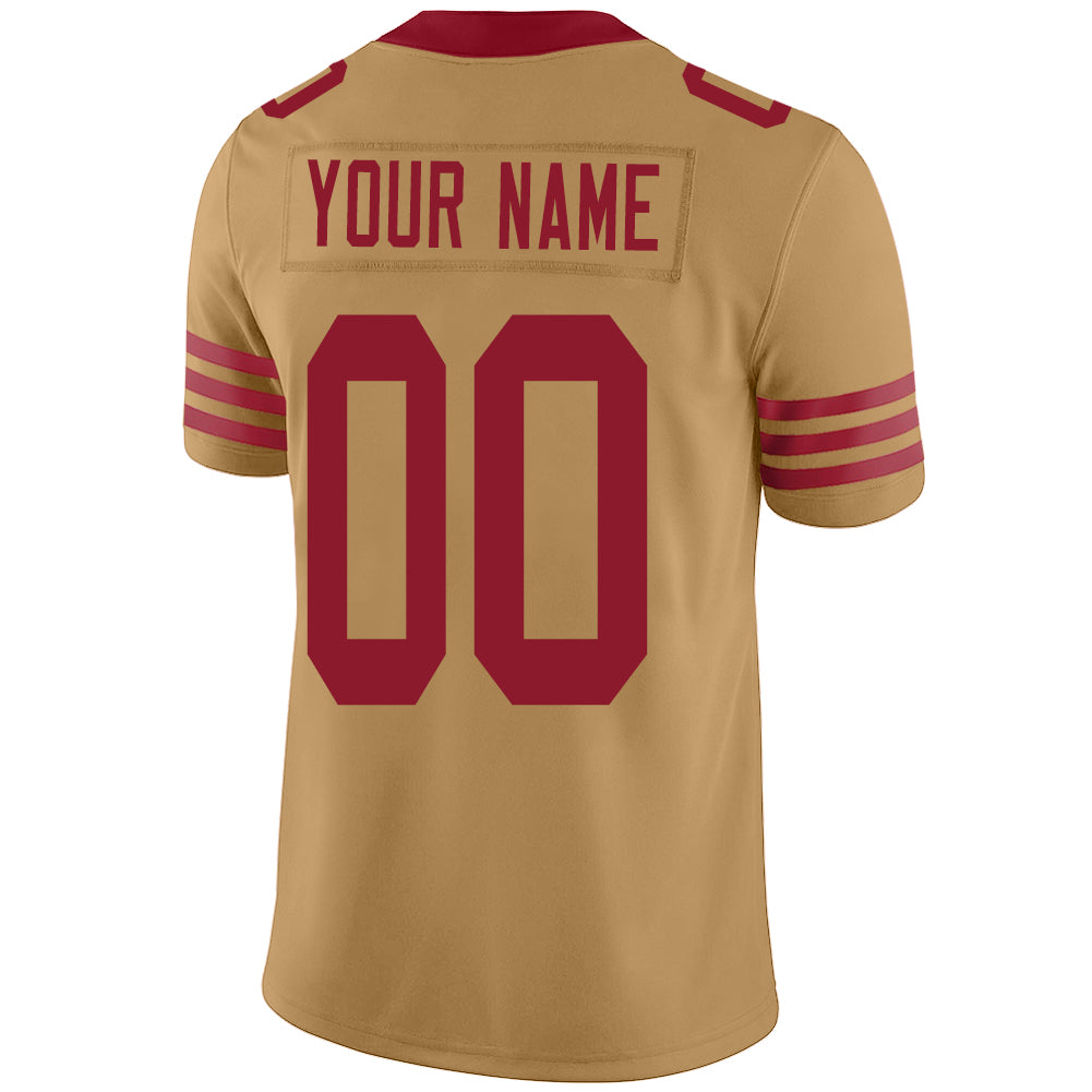 Custom San Francisco 49ers Stitched American Football Jerseys Personalize Birthday Gifts Gold Jersey