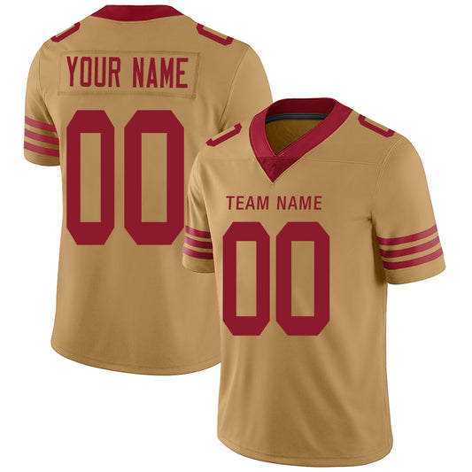 Custom San Francisco 49ers Stitched American Football Jerseys Personalize Birthday Gifts Gold Jersey