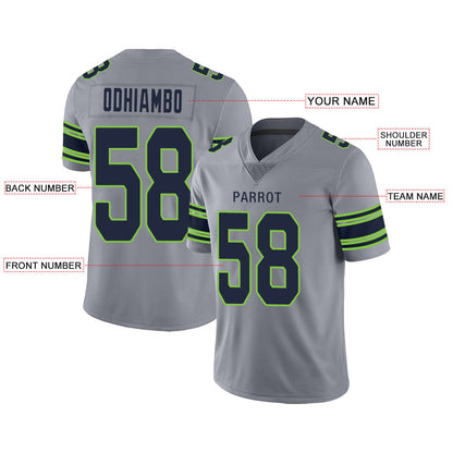 Custom S.Seahawks Stitched American Football Jerseys Personalize Birthday Gifts Grey Jersey