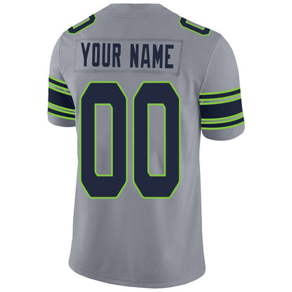 Custom S.Seahawks Stitched American Football Jerseys Personalize Birthday Gifts Grey Jersey