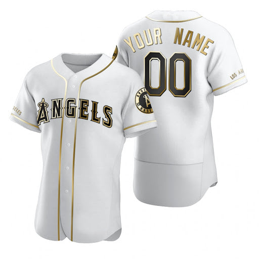 Baseball Custom Los Angeles Angels Jersey Golden Edition White Stitched Any Name And Number